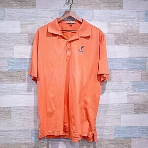 PETER MILLAR Heron Point Golf Polo Shirt Orange Hilton Head Cotton Mens XL